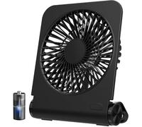 EasyAcc Mini Ventilateur de Table Rechargeable 6H Ventilateur de Batterie Portable Silencieux USB-C 4 Vitesses Puissant Pliable Détachable pour Bureau Voyage-Noir