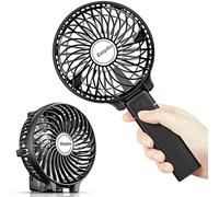 EasyAcc Mini Ventilateur Portable 3-10 Heures Ventilateur USB par Batterie Silencieux 3 Vitesse Rechargeable Pliable 180° pour Voyage Extérieur Camping Bureau