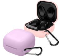 Easybee [2 Pack] Case Compatible With Samsung Galaxy Buds 2 (2021) And Galaxy Buds Pro (2021) And Galaxy Buds Live (2020), Ultra Thin Shockproof Liquid Silicone Protective Case - Pink & Purple