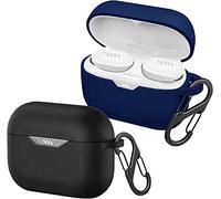 easyBee Coque Lot de 2 Compatible avec JBL Tune 130 NC TWS, Étui de Protection en Silicone Liquide, Housse Écouteur Antichoc Ultrafine avec 2 Mousqueton et Corde de Anti-Perte - Bleu et Noir