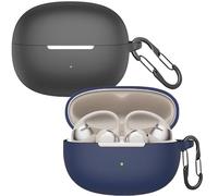 easyBee - Lot de 2 coques compatibles avec SHOKZ OpenDots ONE - Coque de chargement pour casque Bluetooth à oreilles ouvertes avec 2 porte-clés, en silicone liquide souple ultra fin - Noir et bleu