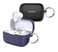 easyBee - Lot de 2 coques compatibles avec Soundcore C50i Bluetooth, coque de chargement avec 2 porte-clés, kit de protection antichoc en silicone liquide souple ultra fin - Noir et bleu