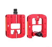 EasyByMall 1 paire de pédales de vélo pliantes en alliage d'aluminium pour VTT, vélo de route (rouge), 604864K8FC2KOYFN90HAH4822D
