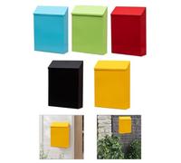 EasyByMall Boîte aux lettres murale avec serrure et 2 clés, boîte aux lettres rustique en fer pour maison, jardin, bureau, boîte à suggestions décorative vintage, jaune, bleu, vert, rouge, noir