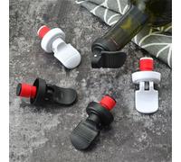 EasyByMall Bouchon de bouteille de vin étanche pour bière, champagne, vinaigre, huile, barre en caoutchouc PP, couvercle à pression manuelle noir et blanc