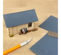 EasyByMall Carreaux de toit en PVC pour modélisme, gris et bleu, échelle 1:25, feuilles d'architecture de table de sable pour loisirs créatifs, décoration de paysages