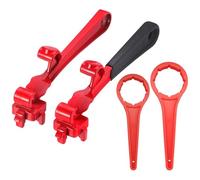 EasyByMall onde 3 en 1 et outil d'ouverture de seau, extracteur de couvercle de tambour en alliage d'aluminium pour fûts de 5 à 55 gallons, seaux de peinture et canettes, rouge