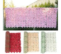 EasyByMall Clôture d'intimité en fleurs de cerisier artificielles, panneau de haie dense en polyéthylène pour décoration murale de jardin, barrière résistante aux intempéries, 50 x 100 cm