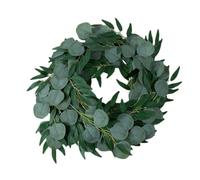EasyByMall Guirlande de feuilles artificielles rondes de 1,9 m en osier artificiel d'eucalyptus de lierre pour mariage, fête, décoration murale de la maison, verdure