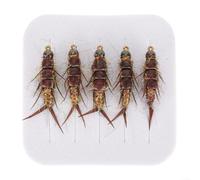 EasyByMall Kit de Leurres de Pêche à la Mouche avec Boîte Nymphe Beadhead Mouches Sèches pour Bar, Truite, Gris (5 Pièces)