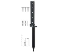 EasyByMall Kit de réparation de poteaux de clôture robuste avec vis en acier inoxydable, stabilisateur d'ancrage en croix pour boîte aux lettres, treillis, poteaux de signalisation, noir