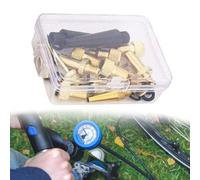 EasyByMall Lot de 15 adaptateurs de vélo en cuivre pour SV DV AV Presta Schrader avec aiguille pour ballon de sport et matelas pneumatique, boîte de rangement incluse