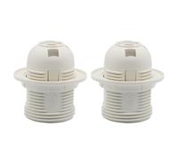 EasyByMall Lot de 2 douilles E27 pour lampes de table et lampes suspendues, avec bornes à vis, 58 x 57 mm, plastique blanc