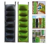 EasyByMall Lot de 2 sacs de plantation muraux, 7 poches à suspendre au mur, sacs de culture pour extérieur et intérieur, jardinage vertical pour fleurs vertes (noir)