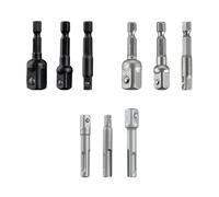 EasyByMall Lot de 3 adaptateurs de douille 6,35 mm, 9,5 mm, 1,27 cm, extensions de forets hexagonaux, accessoires pour perceuse à percussion et perceuse