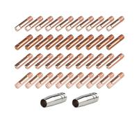 EasyByMall Lot de 42 embouts de soudage MIG pour kits de torche MB15/15AK - Embouts en cuivre de 0,6 mm, 0,8 mm, 0,9 mm, 1,0 mm + 2 buses de gaz, compatibles avec les soudeurs MIG/MAG