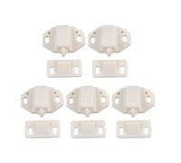 EasyByMall Lot de 5 loquets à rouleau pour porte d'armoire, à ressort en plastique ABS avec plaque de gâche pour placard, tiroir, blanc