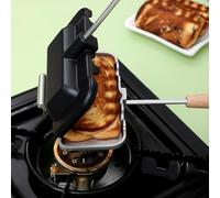 EasyByMall Machine à croque-monsieur en alliage d'aluminium avec poignée amovible, anti-adhésive, pour œufs, toasts, hot dogs et crêpes, presse portable