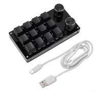 EasyByMall Mini clavier macro programmable, clavier mécanique multifonctionnel programmable, 12 touches et 2 boutons, 13,2 x 7,6 x 3,8 cm (noir)