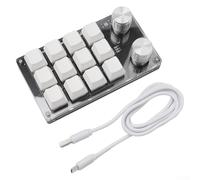 EasyByMall Mini clavier macro programmable, clavier mécanique multifonctionnel programmable, 12 touches et 2 boutons, 13,2 x 7,6 x 3,8 cm (blanc)