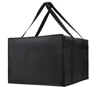 EasyByMall Sac de livraison de pizza isotherme de grande capacité avec rembourrage en mousse épaisse en tissu non tissé pour le transport des courses chaudes, noir et rouge