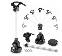 EasyByMall Support de stabilisateur de moteur à la traîne pour moteurs Minn Kota Bow Mount, support pivotant à 90° réglable avec sangle de verrouillage, matériel en aluminium et acier inoxydable de