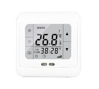 EasyByMall Thermostat numérique écran tactile pour chauffage au sol, double capteur, contrôle de la température air/sol, minuterie programmable de 7 jours, fonction mémoire, AC 80-220 V 16 A, blanc