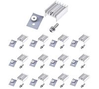 Easycargo Lot 12pcs dissipateurs thermiques TO-220 + isolateur/kit montage pour régulateur tension LM317 LM317t L7805 L7812 L78XX IRF Z44N 3205 520N 630 1404 MOSFET transistor (20mmx15mmx10mm) Argent