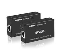 Easycell Extenseur HDMI (émetteur et récepteur) de 60 m avec câble Ethernet RJ45 Cat5e Cat6 Cat7 jusqu'à 60 m, prend en charge 1080p 3D HDCP EDID pour PC/ordinateur portable, DVD, Sky, PS4, caméra HD