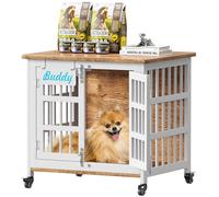 EasyCom Cage pour chien robuste de 68,6 cm/83,8 cm avec étiquette nominative, niche d'intérieur pour petits chiens, cage en métal robuste à double porte pour chien anxieux, décoration de maison comme