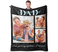 Easycosy Cadeau Fete des Peres Original -Plaid Papa Photo Couverture Personnalisée- Idée Cadeau Fête des Pères 2024 Cadeau Anniversaire Papa Cadeau Personnalisé pour Papa,Beau-Père Nouveau Père