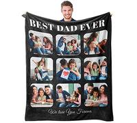 Easycosy Cadeau Fete des Peres Original -Plaid Papa Photo Couverture Personnalisée- Idée Cadeau Fête des Pères 2024 Cadeau Anniversaire Papa Cadeau Personnalisé pour Papa,Beau-Père Nouveau Père