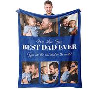 Easycosy Cadeau Fete des Peres Original -Plaid Papa Photo Couverture Personnalisée- Idée Cadeau Fête des Pères 2024 Cadeau Anniversaire Papa Cadeau Personnalisé pour Papa,Beau-Père Nouveau Père