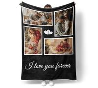 Easycosy Cadeau Noël Femme, Plaid Personnalisé, Couverture Personnalisée avec Photo et Texte, Idée Cadeau Personnalisé pour Femme, Homme, Maman, Papa Couple,Meilleure Ami,Famille,Anniversaire