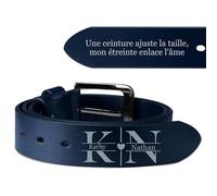 Easycosy Ceinture Homme Personnalisé-Ceinture en Cuir Personnalisable Texte et Prénoms Gravure Double Face-Cadeau Homme Pour Papa Petit Ami Mari Anniversaire Noël Saint-Valentin