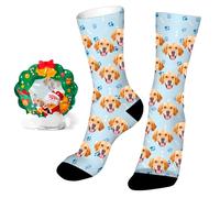 Easycosy Chaussette Personnalisé Photo et Texte, Chaussette Noel Fantaisie avec Visage - Cadeaux Personnalisés Drôles Rigolotes pour Femme Homme Amour Famille