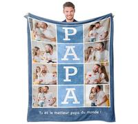 Easycosy Plaid Personnalisé- Cadeau Fête des Pères, Couverture Personnalisée, Plaid Personnalisé Photo et Texte, Cadeau Personnalisé pour Papa, Idées de Cadeau d'anniversaire Papa Original