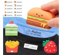 Easycosy Tampon Vêtement Enfant Personnalisé - Tampon Prénom Encreur Textile Personnalisable Lavable avec 40+ Motifs Créatifs - Etiquette Autocollante Personnalisée - Marqueurs de Tissu Papier Livres