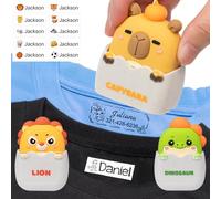 Easycosy Tampon Vêtement Enfant Personnalisé - Tampon Prénom Encreur Textile Personnalisable Lavable avec 40+ Motifs Créatifs - Etiquette Autocollante Personnalisée - Marqueurs de Tissu Papier Livres