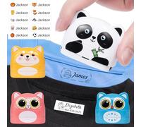 Easycosy Tampon Vêtement Enfant Personnalisé - Tampon Prénom Encreur Textile Personnalisable Lavable avec 40+ Motifs Créatifs - Etiquette Autocollante Personnalisée - Marqueurs de Tissu Papier Livres