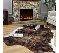 Easycozy Grand tapis en cuir de vache synthétique imprimé - 1,5 x 2 m - Tapis élastique épais pour chambre à coucher, salon, bureau à domicile, décoration occidentale