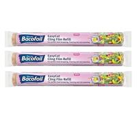 EasyCut Lot de 3 rouleaux de film étirable pour emballage alimentaire, congélation et micro-ondes 35 cm x 60 m