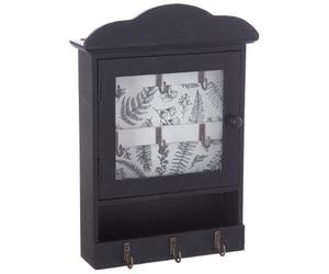 Easydistri Boite à Clefs avec Imprimé - L 20 Cm X L 7,5 Cm X H 28,5 Cm - Noir avec Fond Blanc