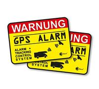 easydruck24de Lot de 2 Autocollant de Remarque GPS Alarme, système de Suivi - Hin 005-6 x 4 cm außenklebend | isecur | Respect Avertissement GPS gesichert Camping-Car Caravane