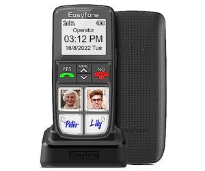Easyfone T6 4G Téléphone Portable Senior Débloqué Le Plus Simple | 4 Grandes Touches d'image | Bouton SOS | Station de Charge | Spéciale pour la démence, la maladie d'Alzheimer et Les Enfants