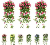 Easyfort Petunia, Easyfort Petunia Artificial, UV Simulation Artificial Flower, Easyfort Flowers, Artificial Hanging Plants Morning Glory, Fade Resistant Outdoor Flowers(Color:Rose Red,Size:132 flower