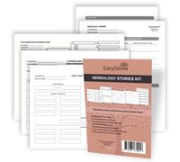 EASYGENIE Kit d'histoires généalogiques : feuilles de travail, graphiques et formulaires pour préserver l'histoire familiale et l'ascendance (30 feuilles)