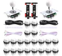 Easyget Kit d'arcade à LED pour 2 lecteurs - 2 encodeurs USB zéro retard + 2 joysticks + 20 boutons d'arcade LED pour PC, Windows, MAME, Raspberry Pi Arcade DIY (2 joueurs, kit blanc)