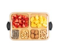 Easyhomie Planche à fromage avec couvercle verrouillable, plateau en bambou, boîte à goûter pour l'intérieur et l'extérieur, facile à transporter et à garder au frais (rectangulaire)