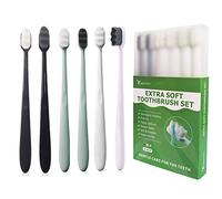 EasyHonor Lot de 6 brosses à dents extra douces pour gencives sensibles, micro-nano avec 20 000 poils doux (gris + poils blancs)